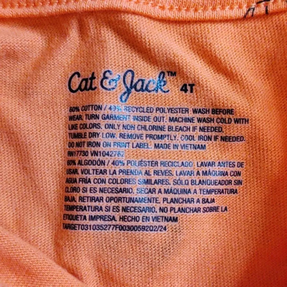 Cat & Jack Orange Halloween Print Dress 4T Cotton Pumpkins Fall